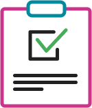 Checklist icon in teal, magenta, and black colors as cover icon image for PDF downloads